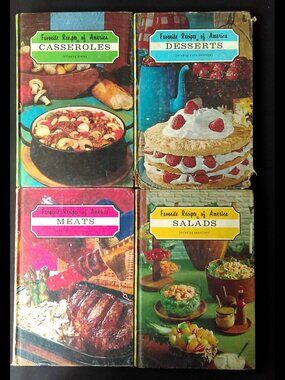 Vintage Favorite Recipes Of America 4 Cook Book Set HC Meats Desserts Salads